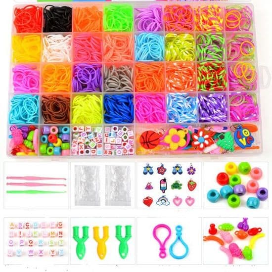 2500-styks armbåndsfremstillingssæt - Elastisk - Farverigt - Til børn fra 3 år og opefter