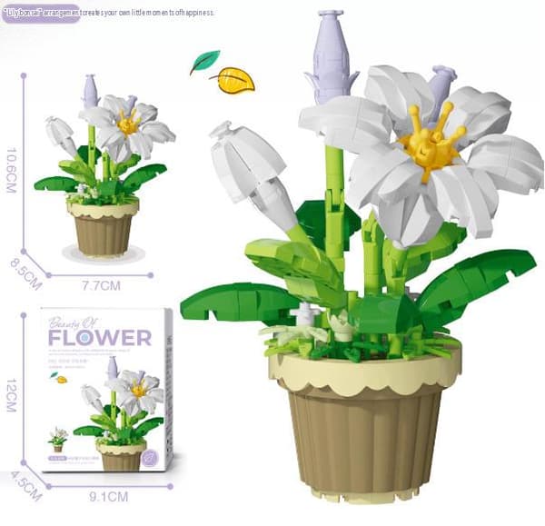 Evig Bukett Mikrobyggstenar – DIY Blommodell för Heminredning och Barn – Stil 1