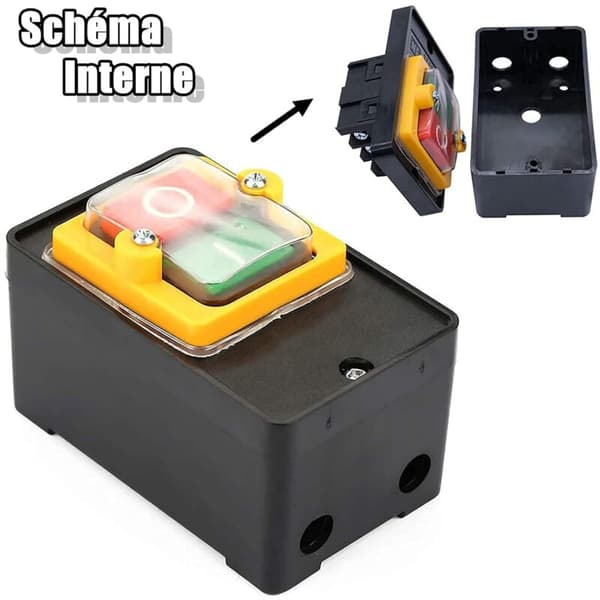 AC220V/380V Push Button Switch, Waterproof Switch with Casing, Control Button with Bottom Casing Machine Switch - AIMOONSA