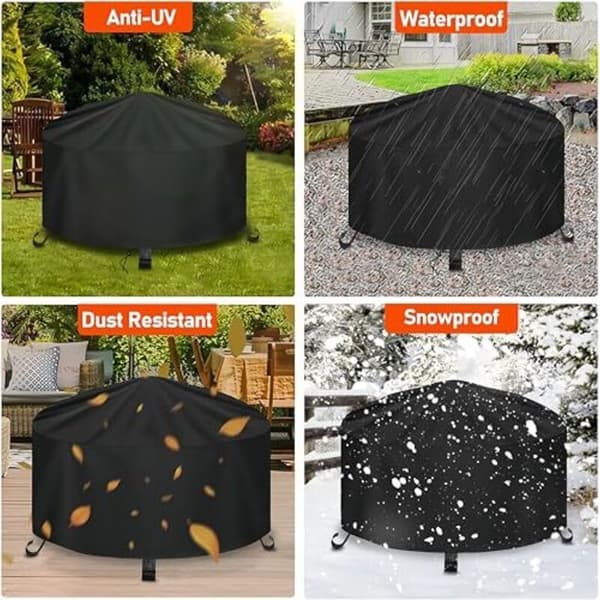 Skyddande överdrag för rund eldstad. Vattentät. Svart. PVC. Eldstadsöverdrag. Trädgård uteplats utomhus (80x80x65cm)