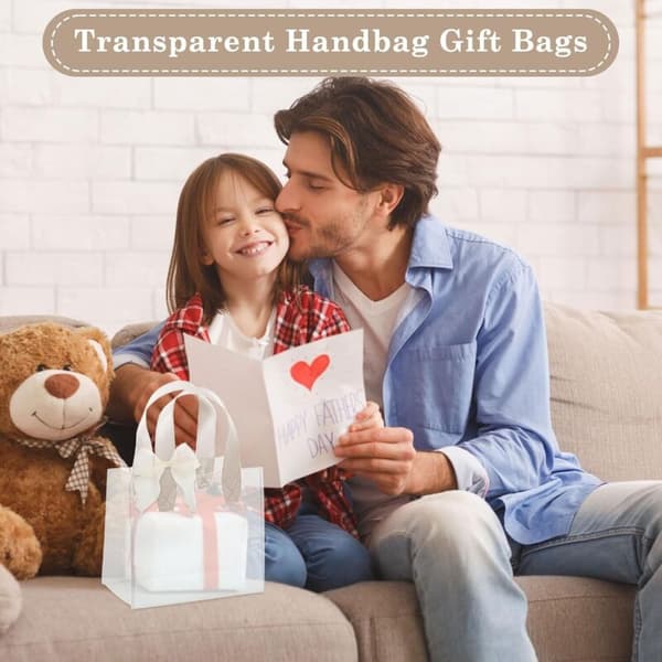 2-delade transparenta presentpåsar. Stor presentpåse med 2 band. Stor presentpåse. PVC-presentförpackning för födelsedagar och bröllop.