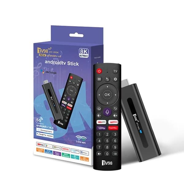 Android 14 Smart TV Stick - 8K - Digital fjärrkontroll - 2.4G/5G Wi-Fi - Bluetooth 5.0 - 2GB RAM