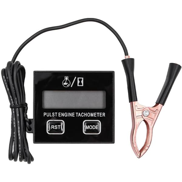 Digital Tachometer, Inductive Tachometer with Hour Meter, Replaceable Battery for Chainsaws, Lawn Mowers and Motorcycles