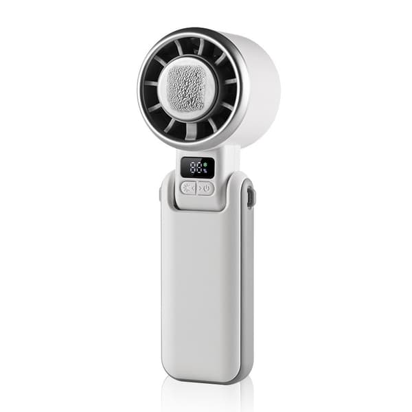 Portable High-Speed Handheld Mini Fan with Cooling Function and Digital Display, Perfect for Outdoor Use White