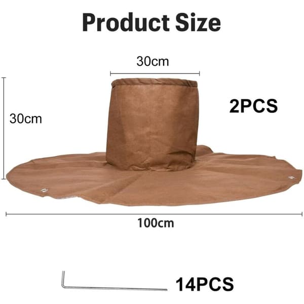 2-pak palmerodsbeskyttelse. Vinterbeskyttelse til palmerødder. Vinterbeskyttelse mod frost. Kuldebeskyttelse til planter og træer op til 34 cm i diameter.