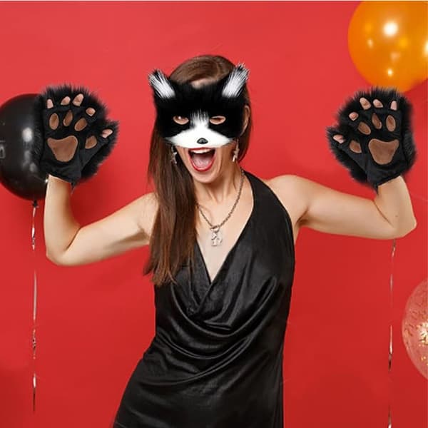 Halloween Plush Fox Costume Set - Includes Mask, Collar, Tail, and Paws