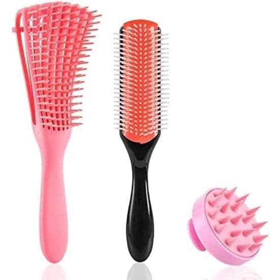 3-delt kam sæt - Kam massager - Filtrefjerner - Pink