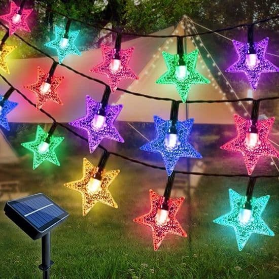100 LED-valosarja - 8 tilaa - Vedenpitävä - Aurinkoenergialla toimiva