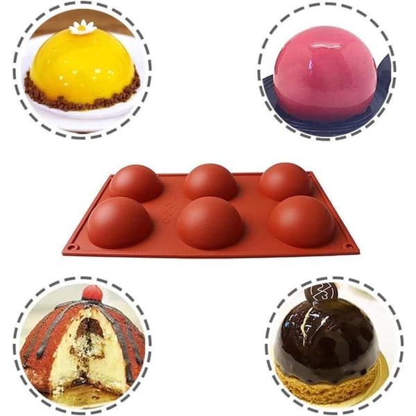 3 st silikonformar 6 hål kupolformade silikonkakformar gelépuddinggodisform