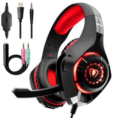 PS4 Gaming Headset - Kablet - Rød - Støjreducerende mikrofon med LED