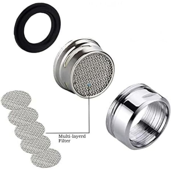 M22/M21.5 vandhane luftfilter. 3-delt vandbesparende vandhane luftfilter med filter i rustfrit stål. Vandhane vandfilter luftfilter (21.5mm udvendigt gevind) - AIMOONSA