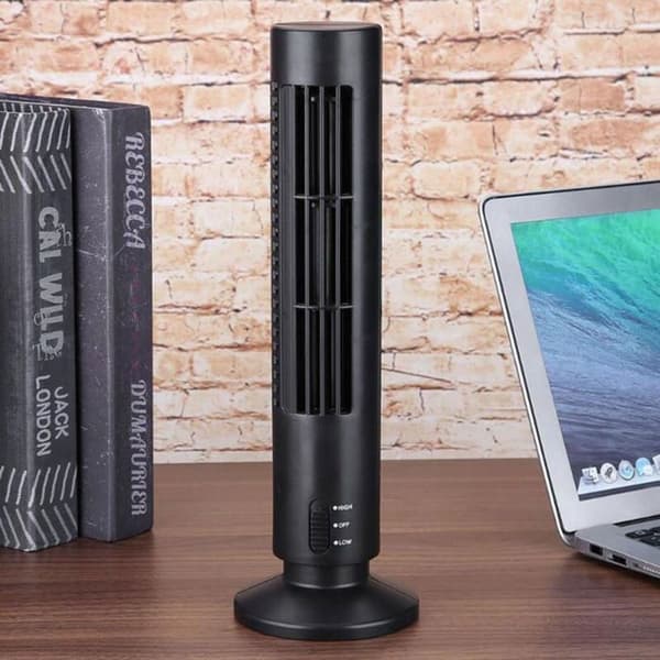 33cm ABS Bladeless Tower Fan, 2 hastigheter, USB-driven, för kontor/hem