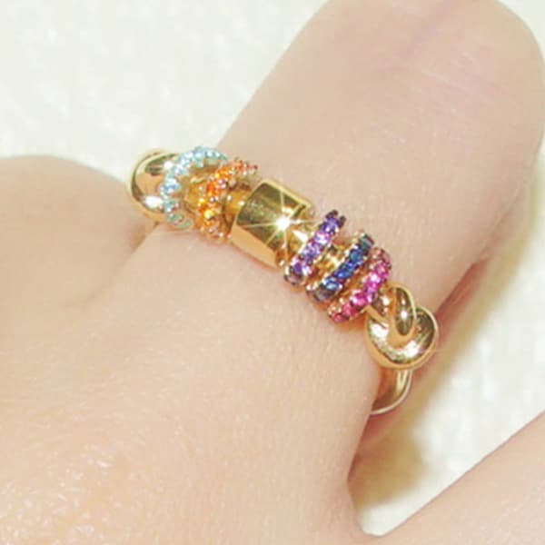 Antistressring med Roterbare Perler MultiColor 18.2 mm