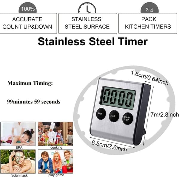 Digital Kitchen Timer. Magnetic Kitchen Timer. Loud Alarm with Large Digits. Magnetic Countdown Timer. Perfect for Students, Cooking, and Baking.