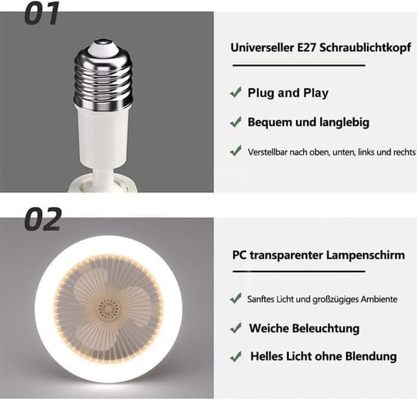 Tyst takfläkt - Fjärrkontroll - LED - Justerbar