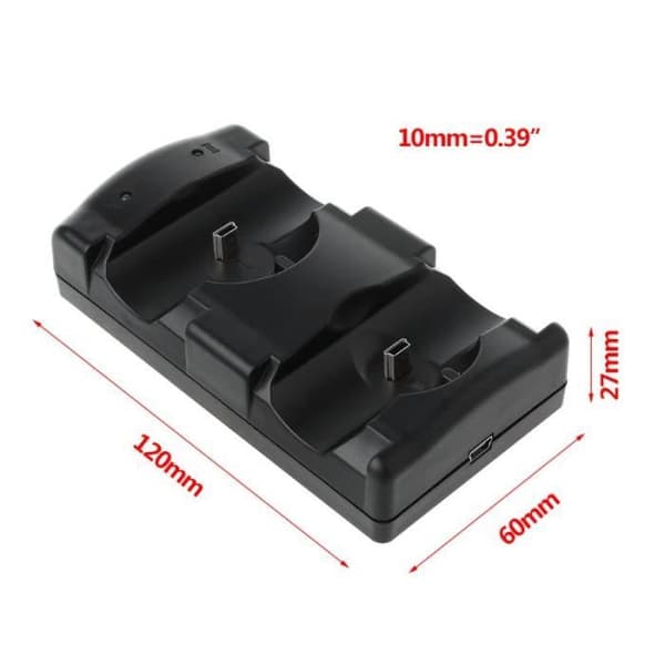 Videospil, Universal Dobbelt Oplader Ladestation, Sort, USB-drevet, til PS3 Move Trådløs Controller - A