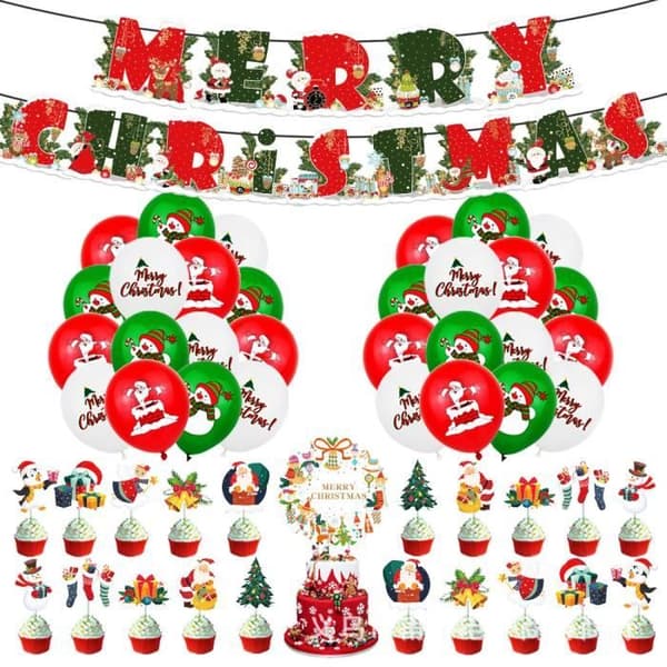 Julgransdekorationer, dragflaggor, ballongdekorationsset