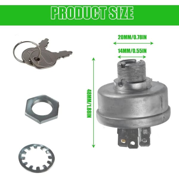 12V Universal Tractor Engine Start Switch. 5-Pin Key with 2 Keys. Lawn Mower Start Switch. Tractor