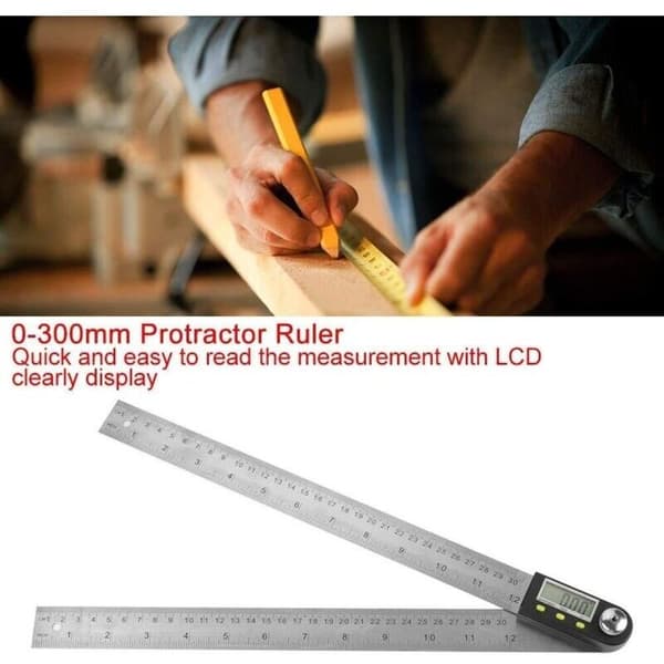 Eosnow Electronic Stainless Steel Protractor 0-300mm. Digital Goniometer. Angle Detector. Miter Gauge Ruler