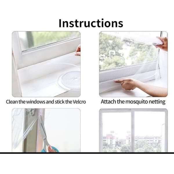 AIMOONSA Window Mosquito Net 2-pack 150x200cm Mosquito Net for Windows Adjustable Self-Adhesive Insect Screen (White)