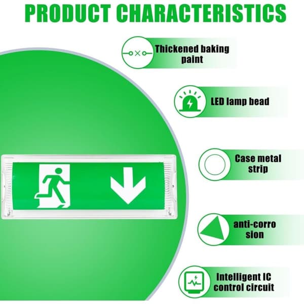 LED Emergency Lighting - Emergency Exit Lighting - Emergency Exit Lamp. Emergency lamp with backup battery for up to 3 hours [Energy Class F]