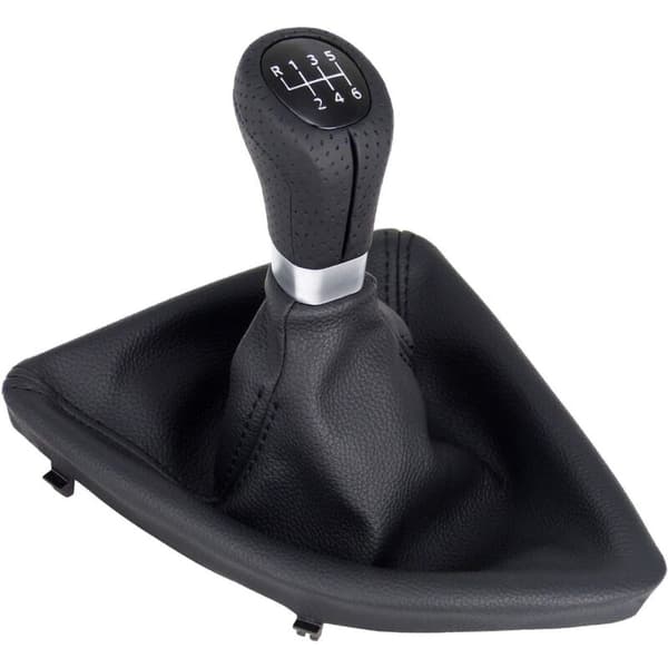 A277-1 Perforated Leather Gear Shift Knob, Black, 6 Speed, Compatible with BMW 1 Series E81 E82 E87 E88, Replacement Knob, Plug and Play