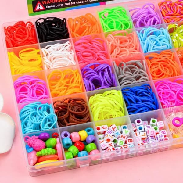 2500-styks armbåndsfremstillingssæt - Elastisk - Farverigt - Til børn fra 3 år og opefter