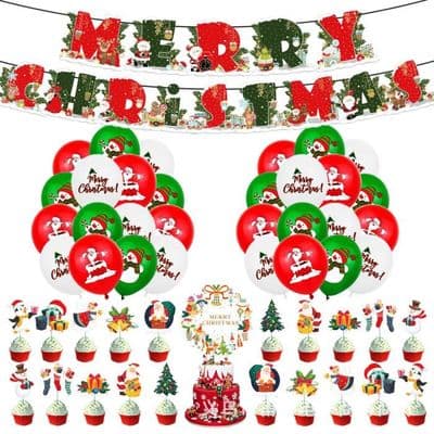 Julgransdekorationer, dragflaggor, ballongdekorationsset