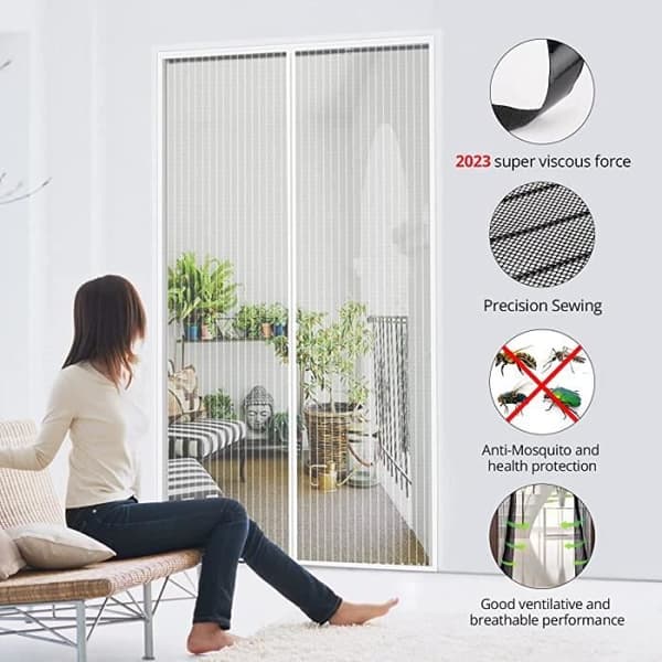 Myggnät 90x210cm - Magnetiskt - Kardborrefäste - Vit