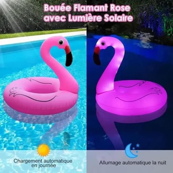 Flamingo Pool Mud - Uppblåsbar Flytring - Solcellslampor - PVC - Vuxen