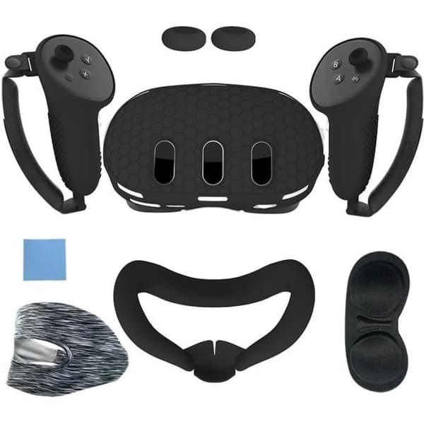 VR-suojakotelo - Meta - Quest 3 - Musta silikoni - Tarvikkeet - Mukavuus ja suoja Musta