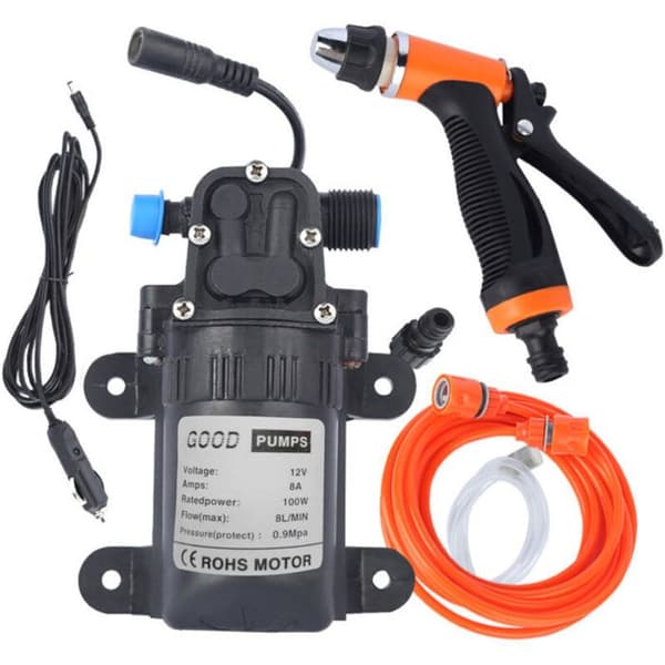 12V 100W Högtryckstvättmaskin Vattenpump Trigger Tvätt Pistolsats