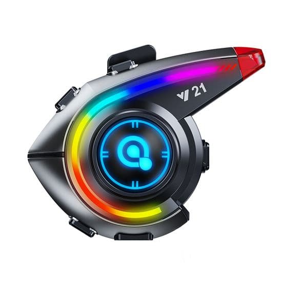 Bluetooth Motorcykelhjelm Model Y21 - Farverig Belysning - IP65 Vandtæt - Integreret Bluetooth