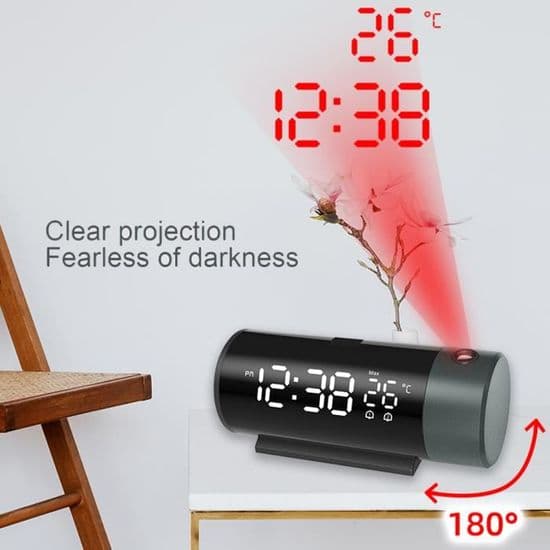 Projektorväckarklocka - LCD-modell - Takprojektion - Dubbla larm - Inomhustermometer