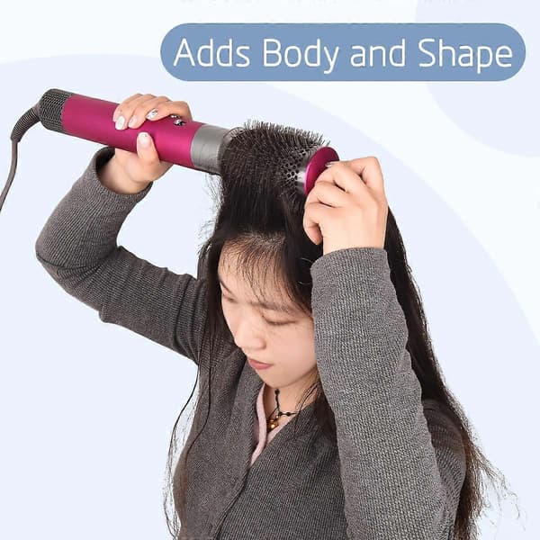 Stor rund volumebørste kompatibel med Dyson Airwrap hårstyler, ideel til langt hår (Fuchsia)