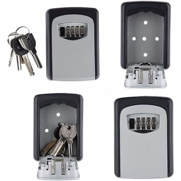 AIMOONSA Outdoor Secure Key Lock Box. Wall-Mounted Key Safe with 4-Digit Code. Security Storage Box with 5 Keys. For School, Garage, Home