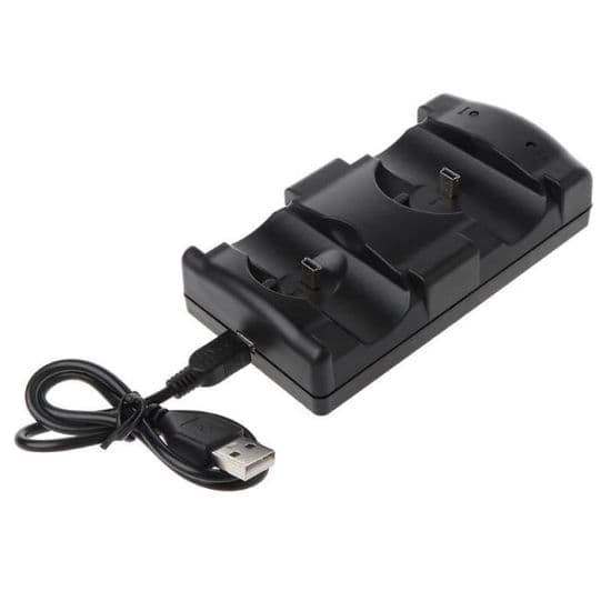 Videospil, Universal Dobbelt Oplader Ladestation, Sort, USB-drevet, til PS3 Move Trådløs Controller - A