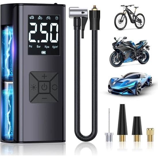 Smart däckpump - 4500mAh - LCD-skärm - LED-ljus - 150PSI