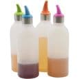 ®RisingFF Förpackning med 4 x 450 ml flexibla plastflaskor för stark sås, ketchup och sirap