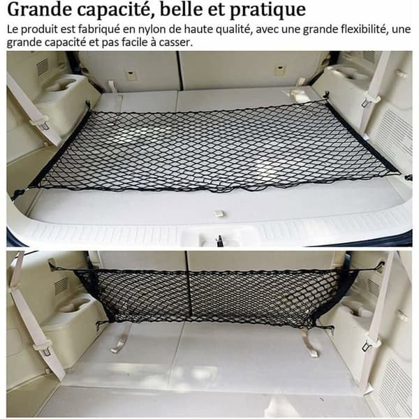 Bagagerumsnet til bil - 50x110 cm - Slidstærkt elastisk nylon - Fastgørelseskroge