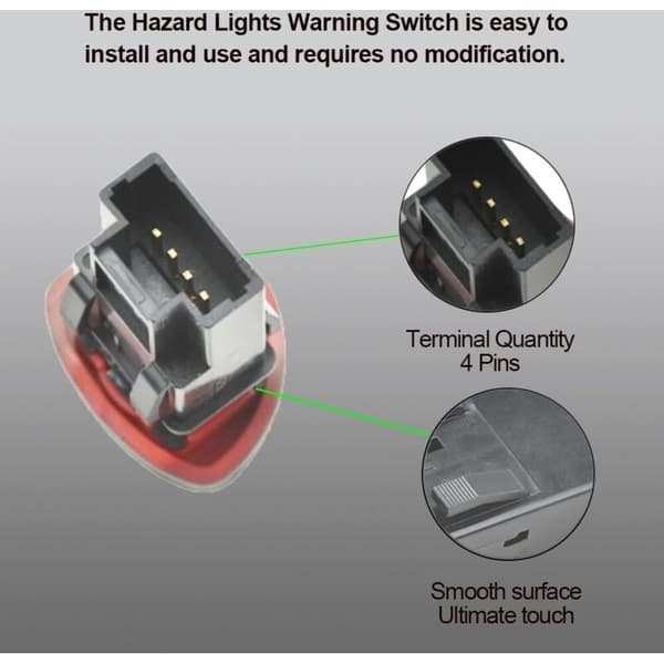 Hazard Warning Light/Emergency Light Compatible with Renault Clio II Hatchback 2001-2003, 2005, 2006