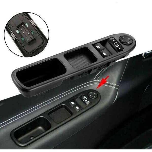 Left Front Window Switch, Drive CT Power Window Master Switch 6554QC, fits Citroen C3 207 Logo, Left-Hand Drive Window Lifter Switch -