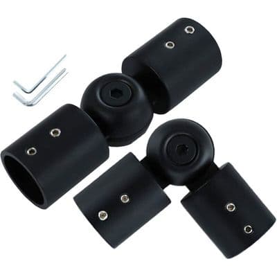 Justerbar vinkel gardinstangsstik - Sort - 2,5 cm - Til karnapper