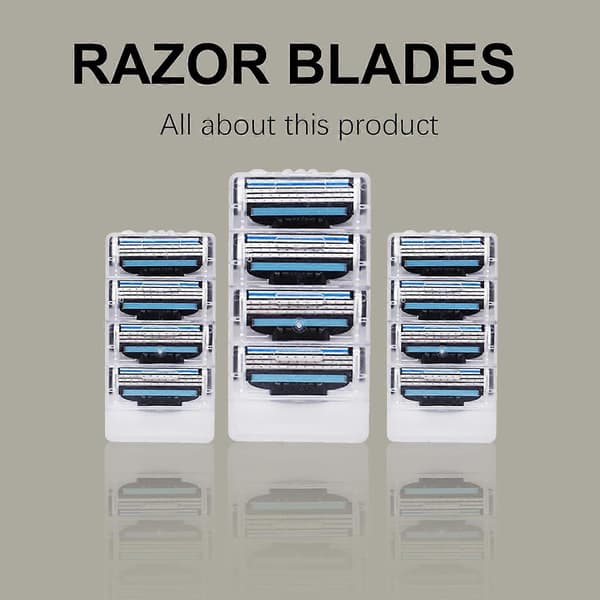 12 Manuelle barberblader for menn til Gillette Mach 3-barberhøvler, 3-lags erstatning