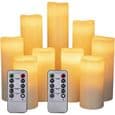 LED-ljus Set om 9 - Äkta Vax - Fjärrkontroll - 2468 Timmar Timer