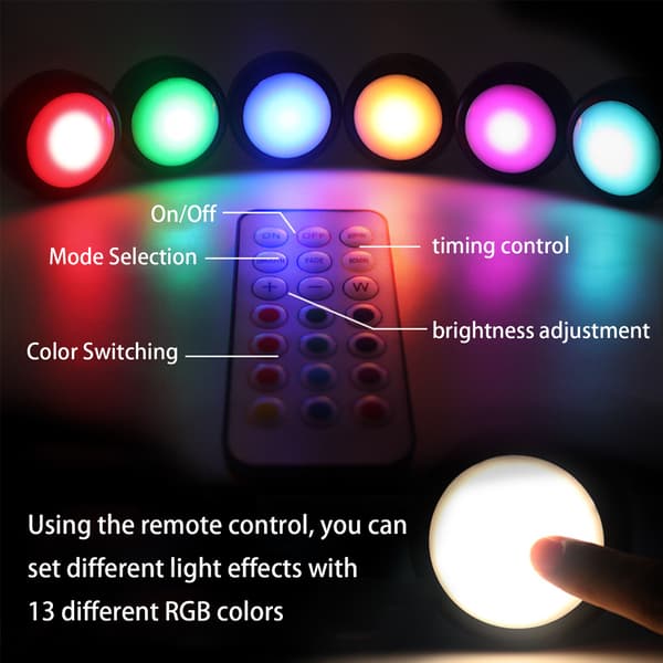 LED spotlights 4-pack with 13 colors, dimmer and remote control