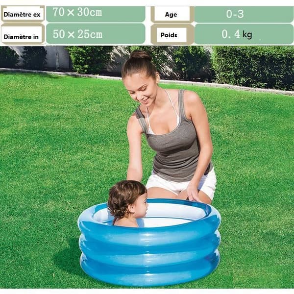 Rund oppustelig børnepool, babylegetøj, oppusteligt badekar til hjemmet, lille børnepool med 3 ringe, 70*30 cm
