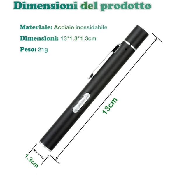 Rechargeable USB Mini Flashlight with 2 LED Lights. Pocket Clip (Black)