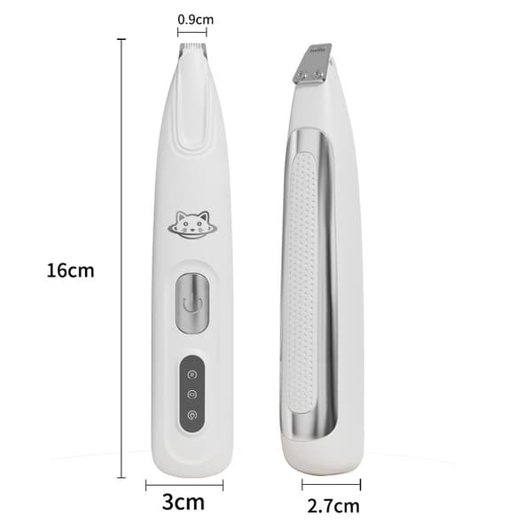 Washable Pet Trimmer: Rechargeable, LED Light, Quiet & Waterproof Clipper White