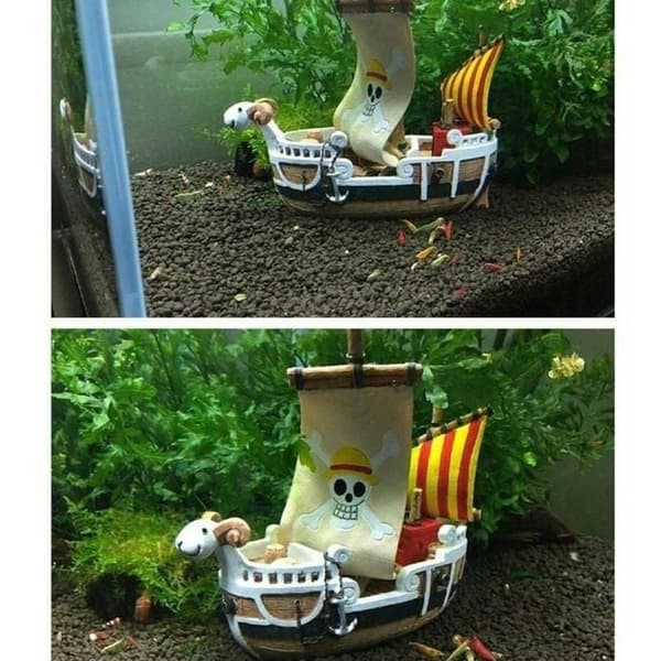 Pirat skip Akvarium Dekorasjon Ornamenter - Harpiks - Brun - One Piece Tema